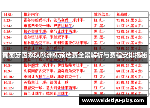 葡萄牙国家队欧洲杯预选赛全景解析与赛程安排揭秘