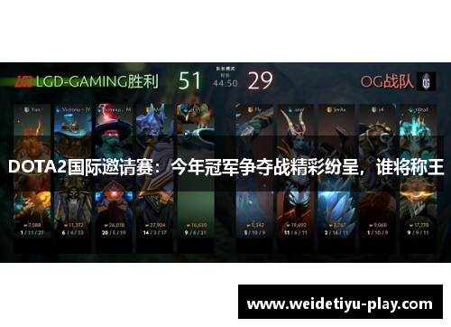 DOTA2国际邀请赛：今年冠军争夺战精彩纷呈，谁将称王